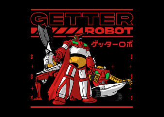 getter robot t shirt design template