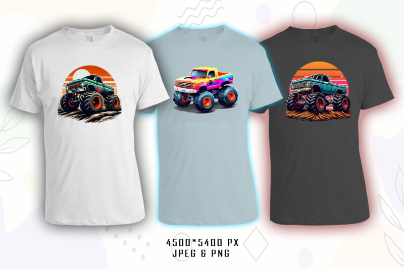 20Monster truck T-shirt Design Illustration T-shirt Clipart Bundle