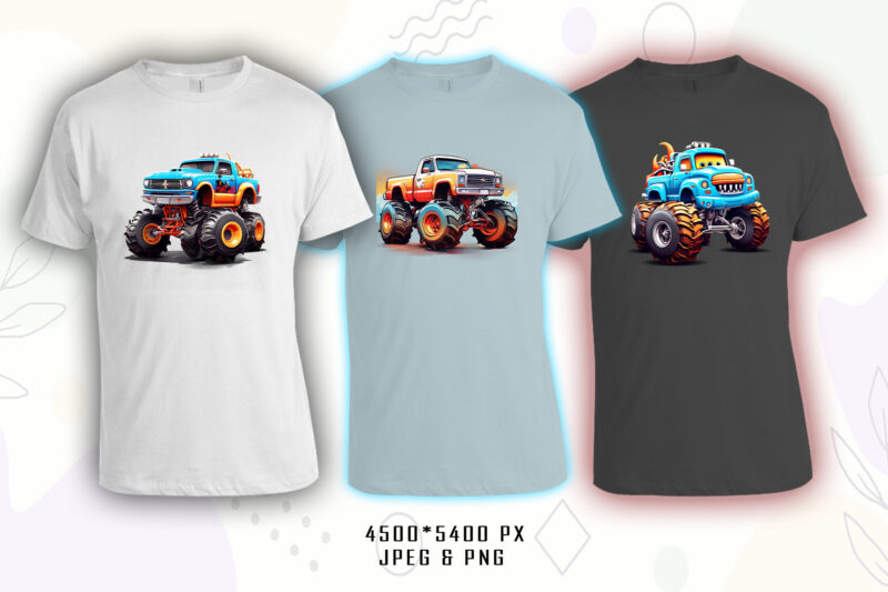 20Monster truck T-shirt Design Illustration T-shirt Clipart Bundle