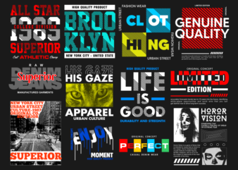 Urban street t-shirt design vector bundle. new york city, california, los angeles, the bronx, t shirt designs pack collection, svg, png.