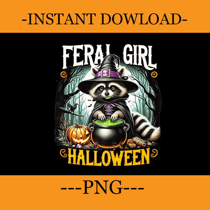 Bundle 30 Racoon Fall Season PNG, Feral Girl Halloween Raccoon PNG, Feral Fall Autumn PNG,