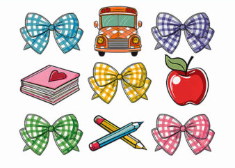 Back to School Gingham Coquette Bow First Day School PNG, Coquette Bow Back To School PNG t shirt template