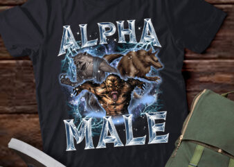 Alpha Male Vintage 90s Retro Emo Silly Animal Alpha Wolf lts-d