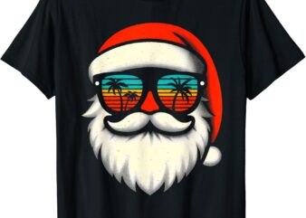 Christmas in July Santa Hat Sunglasses Beach Summer Vacation T-Shirt