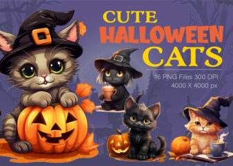 Cute Halloween cats. TShirt Sticker.