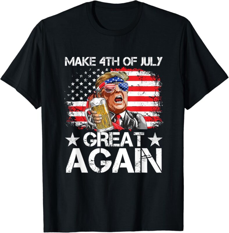 Funny Drinking Beer Team Make 4th of July Great Again T-Shirt