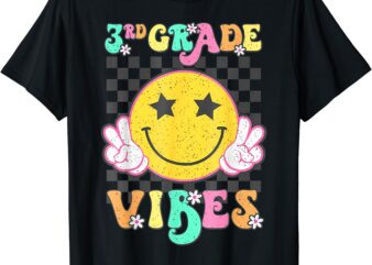Girls 3rd Grade Vibes Smile Face Back to School Third Grade T-Shirt