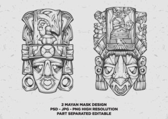 2 MAYAN MASK – Tshirt Design