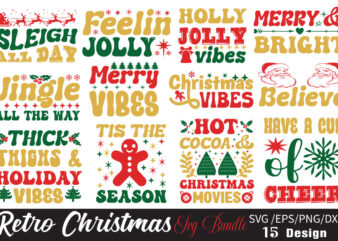 Retro Christmas T-shirt Bundle Retro Christmas SVG Bundle
