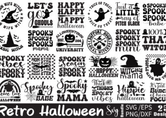 Retro Halloween T-shirt Bundle Retro Halloween SVG Bundle