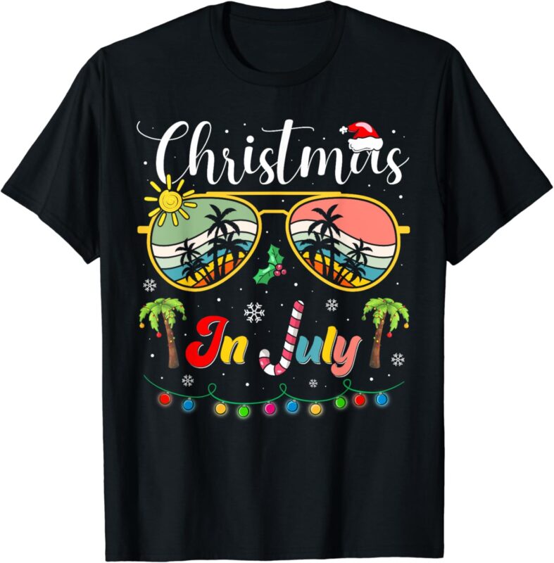 Santa Claus Sunglasses Beach Christmas in July Men Women Kid T-Shirt
