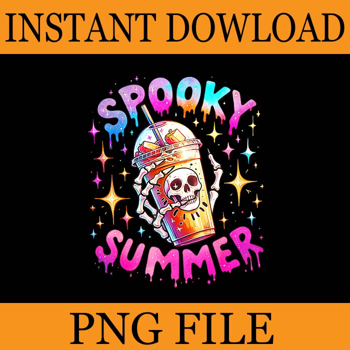 Spooky Summer Skeleton Coffee PNG, Skeleton Summer PNG
