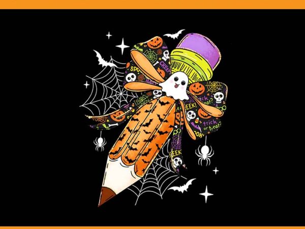 Coquette bow pencil ghost spooky teacher halloween png t shirt vector file Coquette bow pencil ghost spooky teacher halloween png t shirt vector file