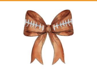 Coquette Bow Football PNG, Cool Ribbon Football Bow PNG, Retro Football Bow Png, Fall Coquette Bow PNG