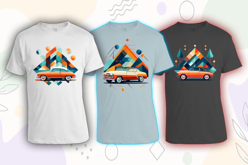 Retro Vintage Automobile t-shirt design bundle with 20 png designs – download instantly vintage car T-shirt Design Illustration