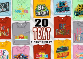 Typographic t-shirt design bundle with 20 png & jpeg designs – download instantly inspirational T-shirt Design