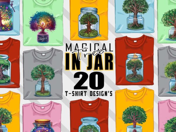 Vintage magical tree in a jar t-shirt design bundle with 20 designs – download instantly retro vintage illustration t-shirt Vintage magical tree in a jar t-shirt design bundle with 20 designs – download instantly retro vintage illustration t-shirt