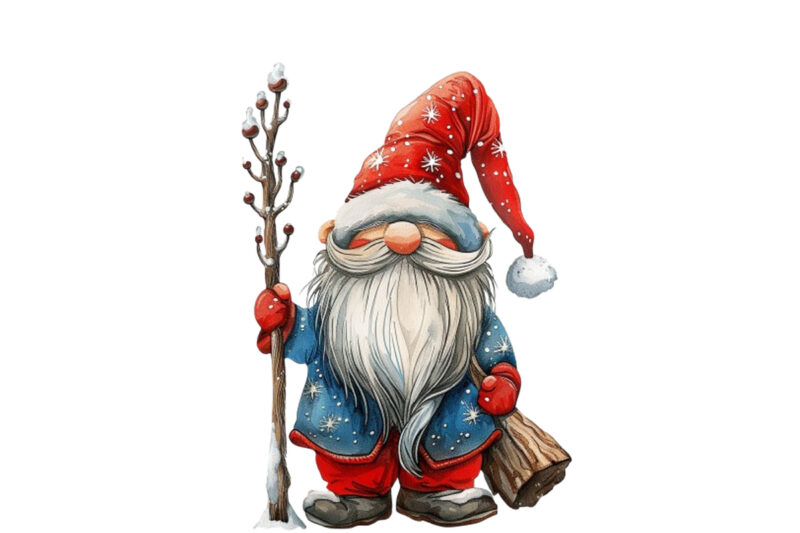 Christmas Gnome with magic stick without snow