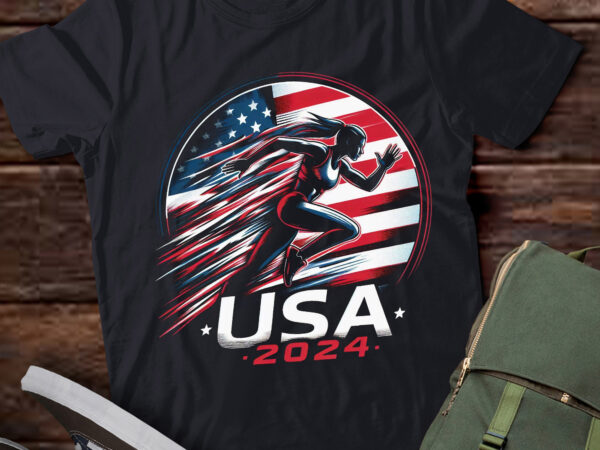 M389 running usa flag women track and field usa team 2024 t shirt designs for sale