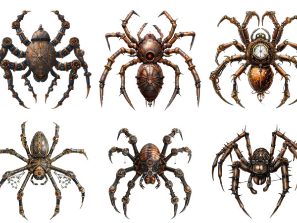 Steampunk halloween spider t shirt template vector