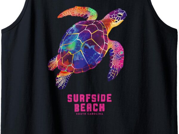 Surfside beach south carolina holiday sc vacation sea turtle tank top t shirt template vector