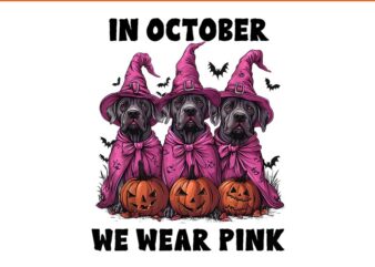 In October We Wear Pink Great Dane Halloween Breast Cancer PNG