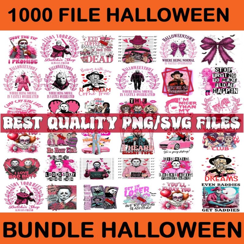 Bundle Horror Friend Movie Halloween PNG, Pink Ghost Halloween PNG, Pink Ghost Horror Friend PNG