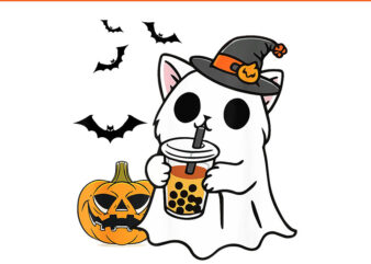 Ghost Drinking Coffee Halloween PNG, Ghost Ice Coffee Halloween PNG