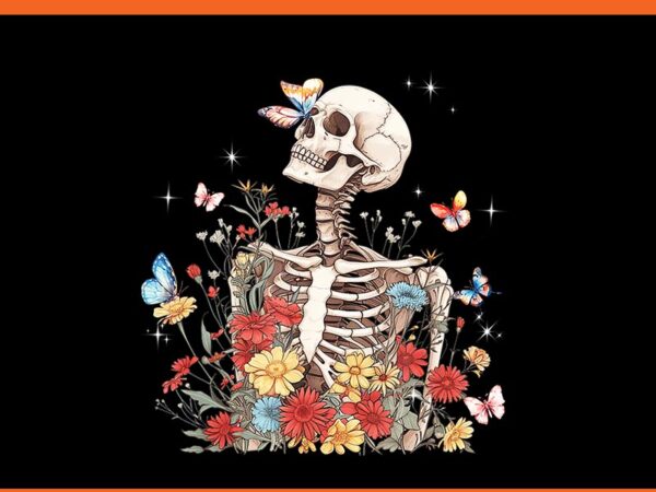 Skeleton flowers butterfly floral halloween png t shirt template vector Skeleton flowers butterfly floral halloween png t shirt template vector