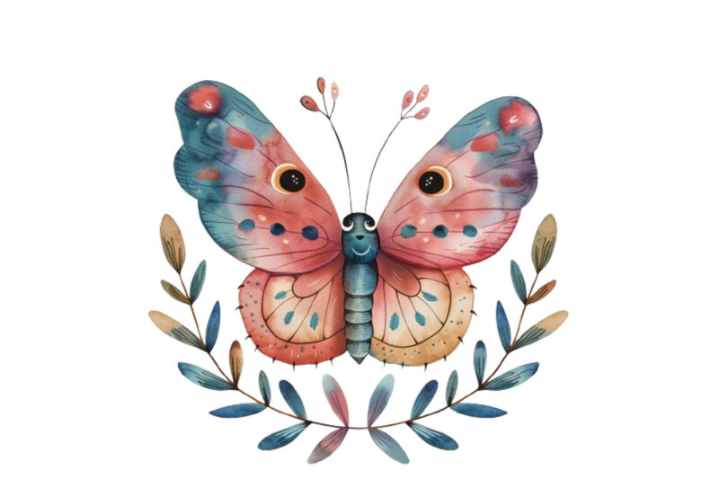 Watercolor Cute Kawaii Butterfly Spring Summer