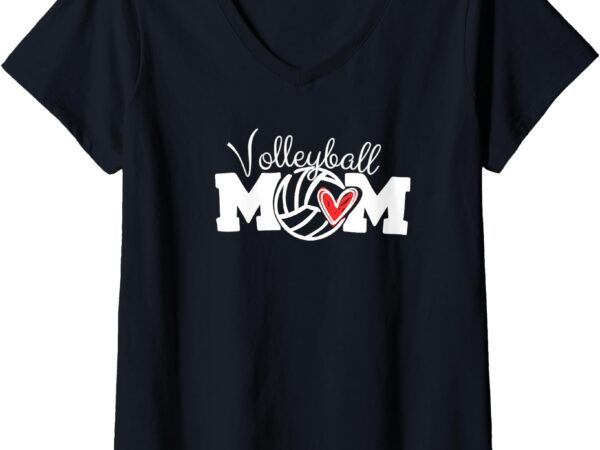 Womens volleyball mom heartbeat v-neck t-shirt
