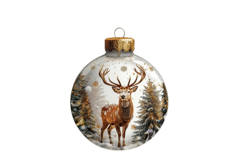 chirstmas deer in 3d glass bauble