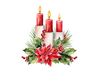 watercolor Christmas Candle