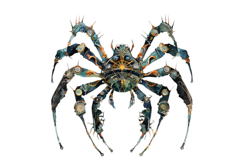 watercolor Steampunk Halloween spider