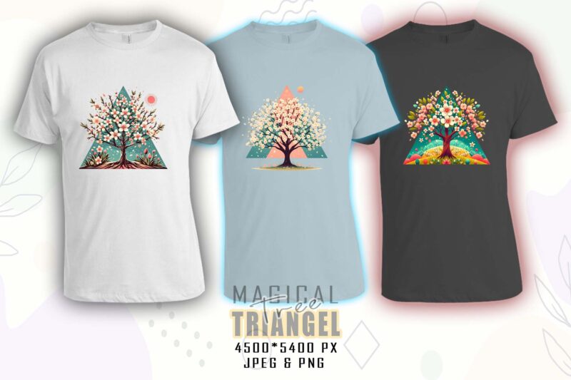 Watercolour Triangle Tree t-shirt design bundle with 100 designs mega bundle for POD