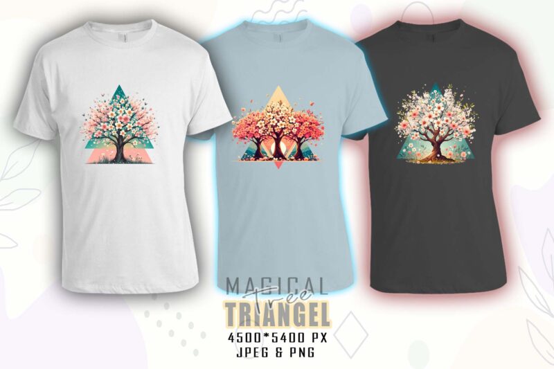 Watercolour Triangle Tree t-shirt design bundle with 100 designs mega bundle for POD