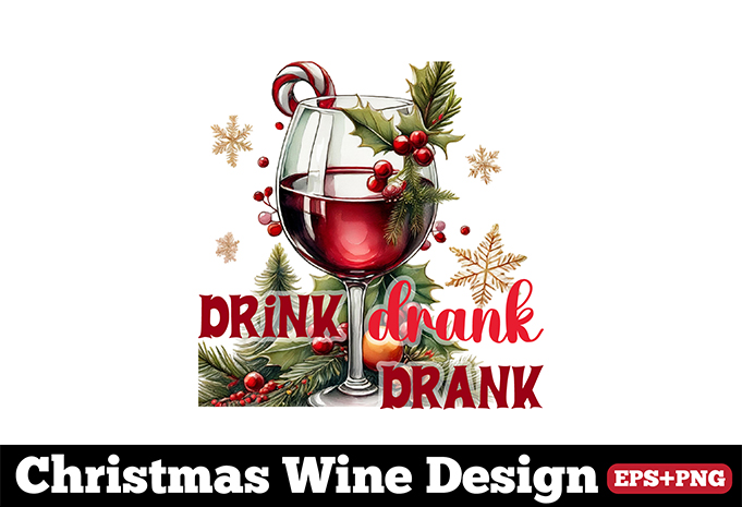 Christmas Wine Bundle, SVG Wine Bundle, Vintage Wine Vector Bundle and Wine Clipart