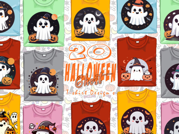 20 watercolour spooky ghost halloween t-shirt design bundle 20 watercolour spooky ghost halloween t-shirt design bundle