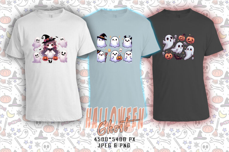 20 Halloween Spooky Ghost t-shirt design bundle