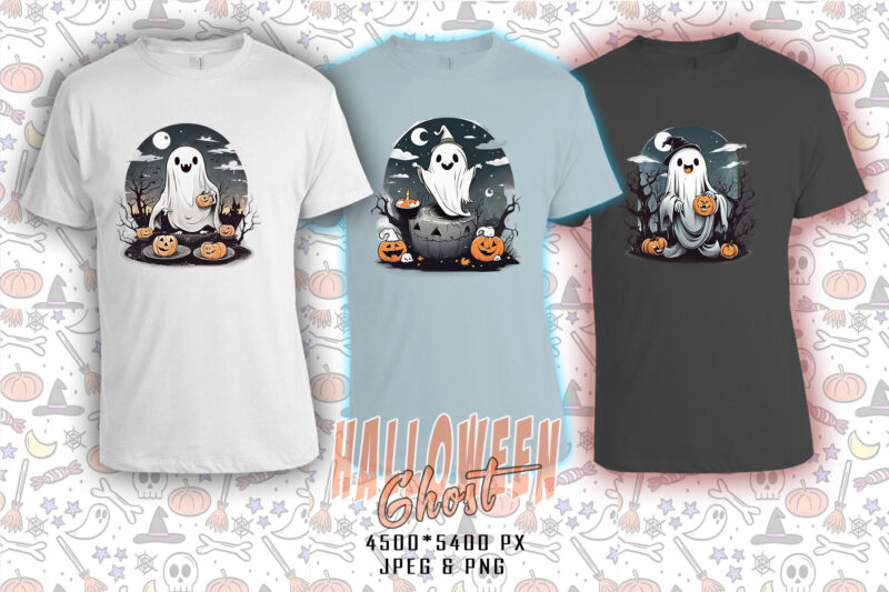 20 Trendy Halloween Spooky Ghost t-shirt design bundle