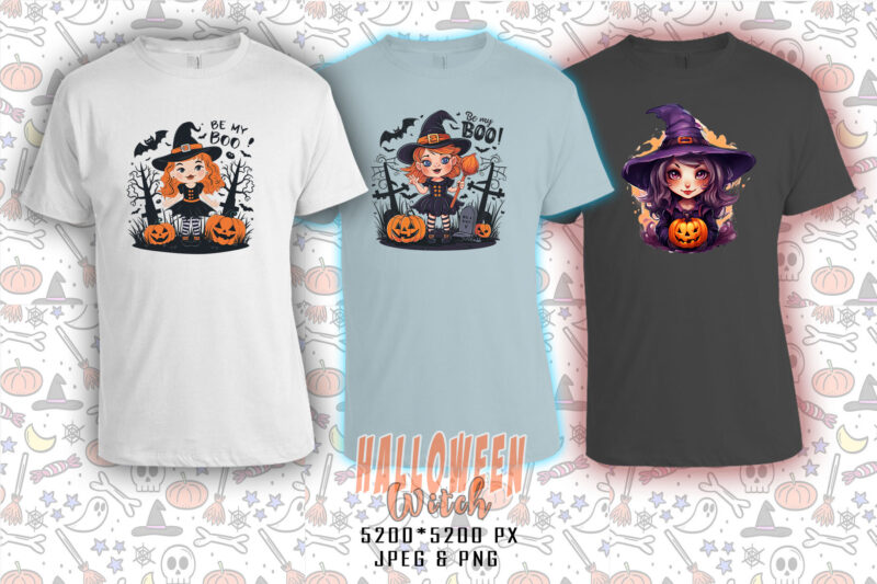 20 Halloween Spooky Witch Ghost t-shirt design bundle