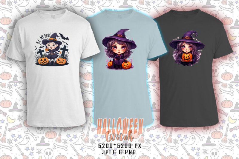 20 Halloween Spooky Witch Ghost t-shirt design bundle