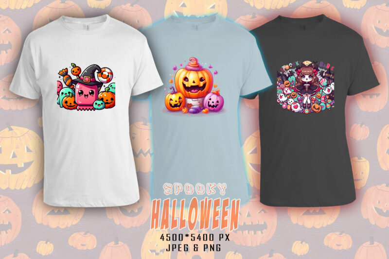 Magical Spooky Ghost of Halloween t-shirt design bundle with 20 designs