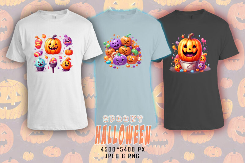 Watercolour Spooky Ghost Halloween t-shirt design bundle with 20 designs – download instantly T-Shirt Artwork for POD