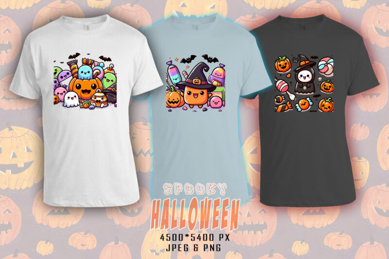 Magical Halloween Cute Ghost t-shirt design bundle with 100 designs