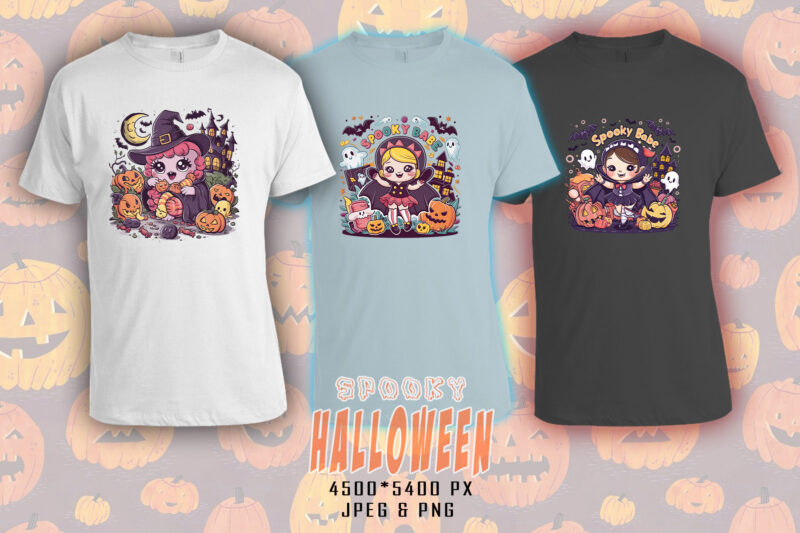 Magical Halloween Cute Ghost t-shirt design bundle with 100 designs