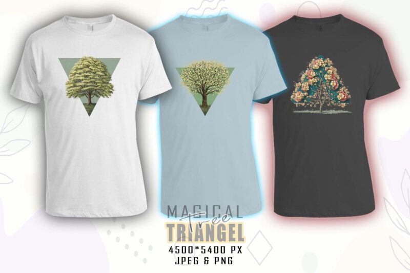 Retro Triangle Tree t-shirt design bundle with 20 designs – download instantly Retro Vintage T-shirt Illustration