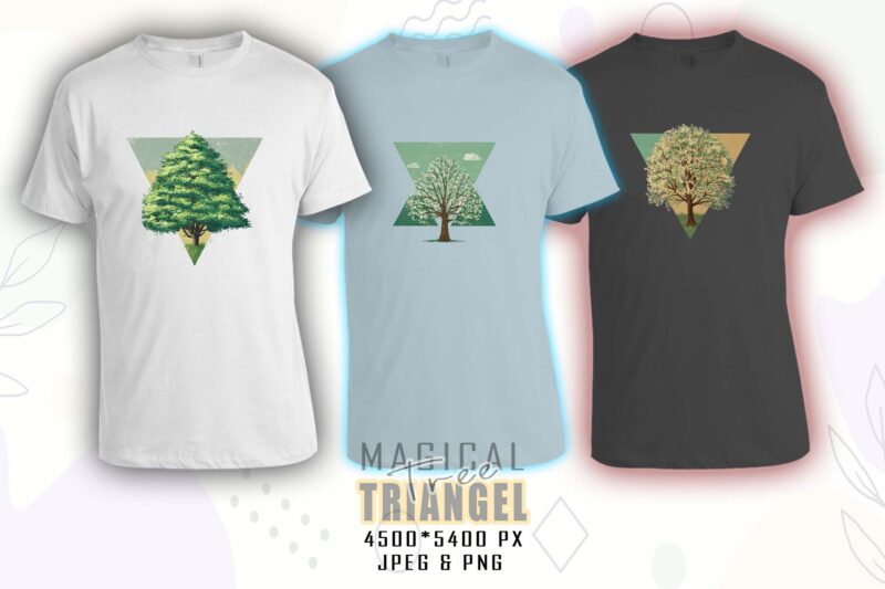 Magical Triangle Tree t-shirt design bundle with 20 designs – download instantly Retro Vintage Tee