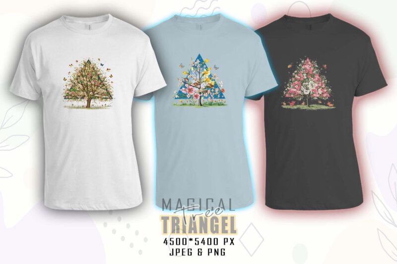 Colourful Triangle Tree t-shirt design bundle with 20 designs – download instantly Retro Vintage T-shirt