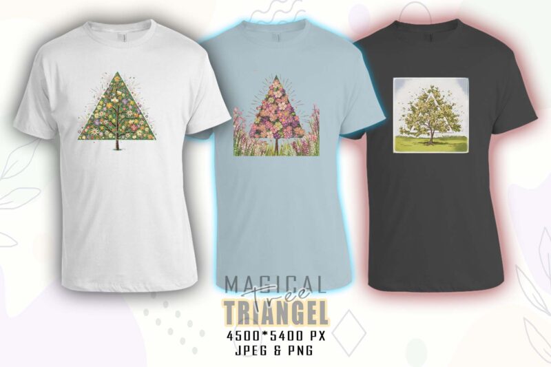 Retro Triangle Tree t-shirt design bundle with 20 designs – download instantly Retro Vintage T-shirt Illustration